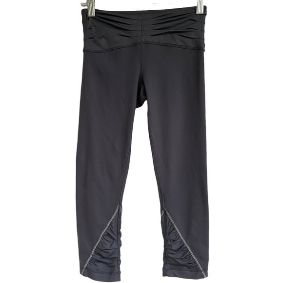 Lululemon Embrace Crop Capri Legging Women's Size 4 Gray Ruched Pin Tuck - Picture 2 of 10